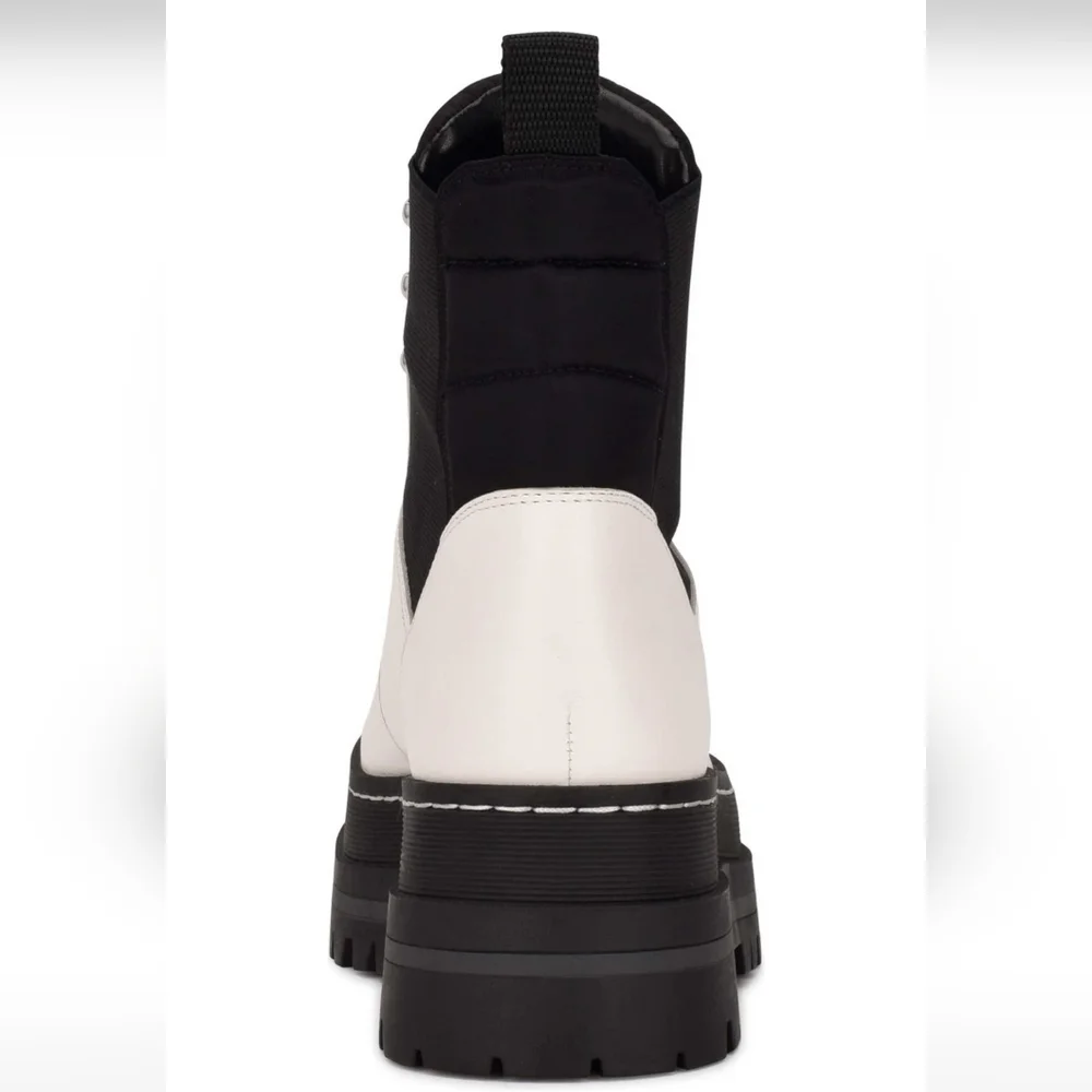 Marc Fisher Plune Lace-Up Lug Sole Leather Moto Bootie MARC FISHER LTD #459 - Picture 6 of 6